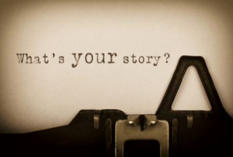 What´s your story? geschrieben auf einer Schreibmaschine