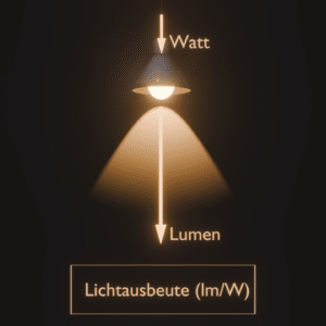 Lumen/Watt als Einheit der Lichtausbeute grafisch erklärt